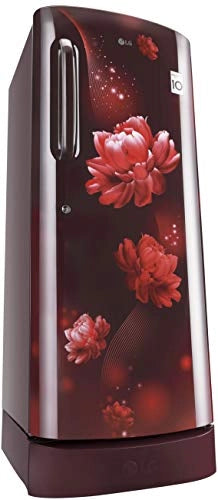 LG 235 L 4 ஸ்டார் இன்வெர்ட்டர் டைரக்ட்-கூல் சிங்கிள் டோர் ரெஃப்ரிஜிரேட்டர் (GL-D241ASCY, ஸ்கார்லெட் சார்ம், டிராயருடன் கூடிய பேஸ் ஸ்டாண்ட்)