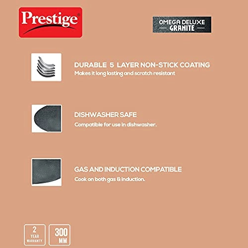 Prestige Omega Deluxe Granite Dosa Tawa, 300 MM