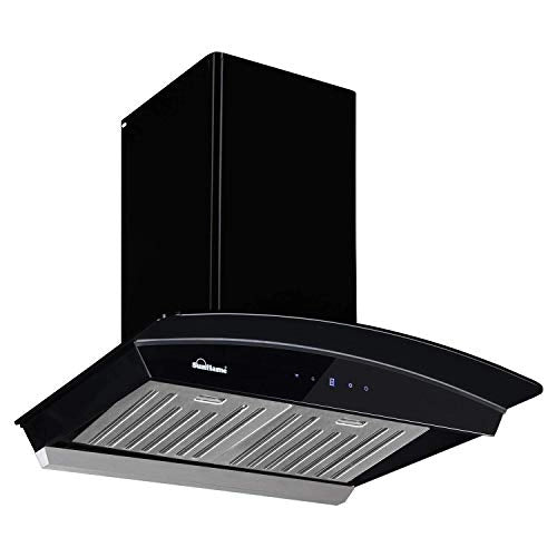 SUNFLAME DAHLIA 60cm 1230 m3/hr, Auto-Clean Chimney (2 Stainless Steel Baffle Filters BK Powder-Coated Finish)