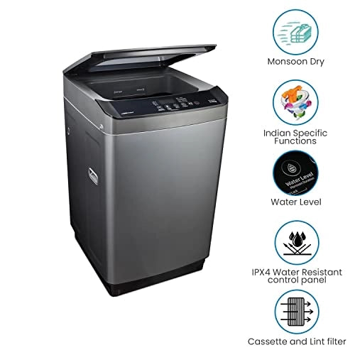 Voltas Beko 9.0 kg 5 Star Fully-Automatic Top Loading Washing Machine (WTL90UPGB, Gray) 2020