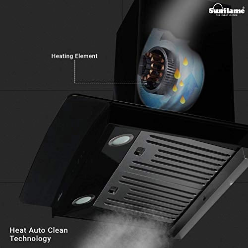 SUNFLAME DAHLIA 60cm 1230 m3/hr, Auto-Clean Chimney (2 Stainless Steel Baffle Filters BK Powder-Coated Finish)