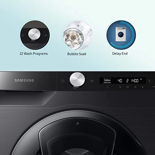 Samsung 8 Kg 5 Star Wi-Fi Inverter Fully-Automatic Front Loading Washing Machine (WW80T554DAB1TL, Black Caviar, Heater)