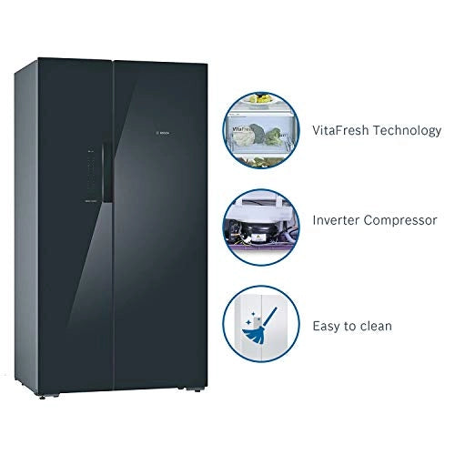 Bosch 655 L Frost Free Side-by-Side Refrigerator(KAN92LB35I, Black, Inverter Compressor)