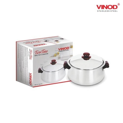 Vinod Stainless Steel Two Tone Belly Hot Casserole - 2000ML