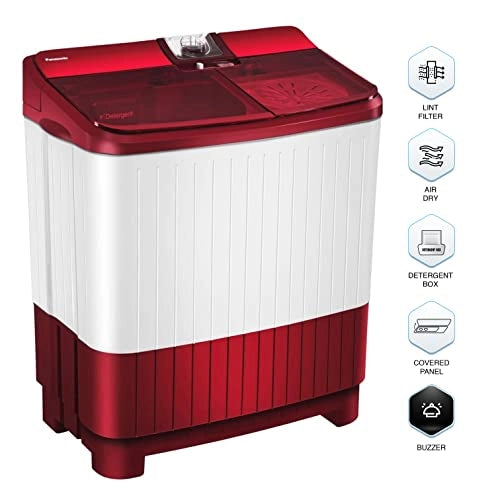Panasonic 8 kg Semi-Automatic Top Loading Washing Machine (NA-W80H5RRB, Shiny red)