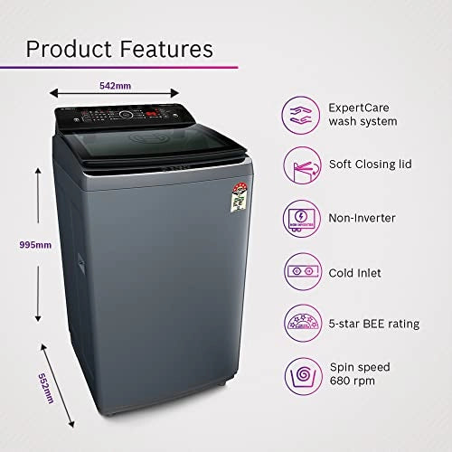 Bosch 6.5 Kg 5 Star Fully Automatic Top Load Washing Machine WOE651D0IN (Dark Grey)