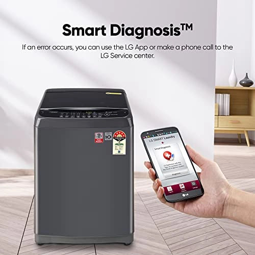 LG 10Kg 5 Star Smart Inverter Fully-Automatic Top Load Washing Machine (T10SJMB1Z, Middle Black, TurboDrum | Jet Spray+)