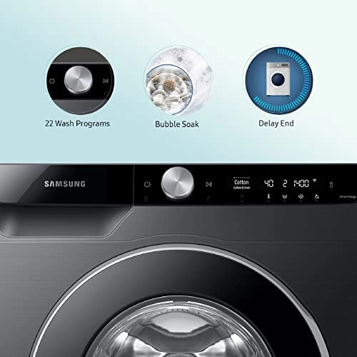 Samsung 8 Kg 5 Star Wi-Fi Inverter Fully-Automatic Front Loading Washing Machine (WW80T604DLB1TL, Black Caviar, Heater)