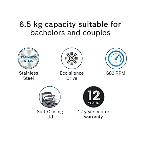 Bosch 6.5 kg 5 Star Top Loader Washing Machine Dark Silver WOE654D1IN