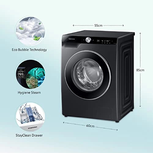 Samsung 8 Kg 5 Star Wi-Fi Inverter Fully-Automatic Front Loading Washing Machine (WW80T604DLB1TL, Black Caviar, Heater)
