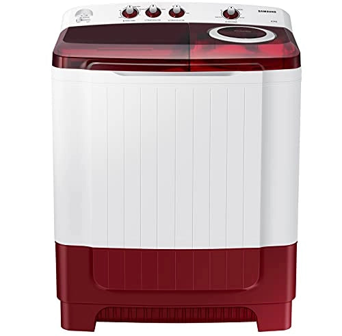 Samsung 8.5 Kg Semi-Automatic 5 Star Top Loading Washing Machine (WT85R4200RR/TL, Light Grey, Red Lid (Transparent), Hexa Storm Pulsator)