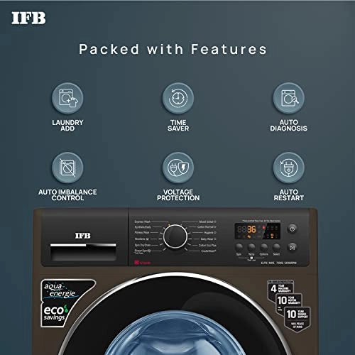 IFB 7 Kg 5 Star Front Load Washing Machine 2X Power Dual Steam (ELITE MXS 7012, Mocha, Hard Water Wash)