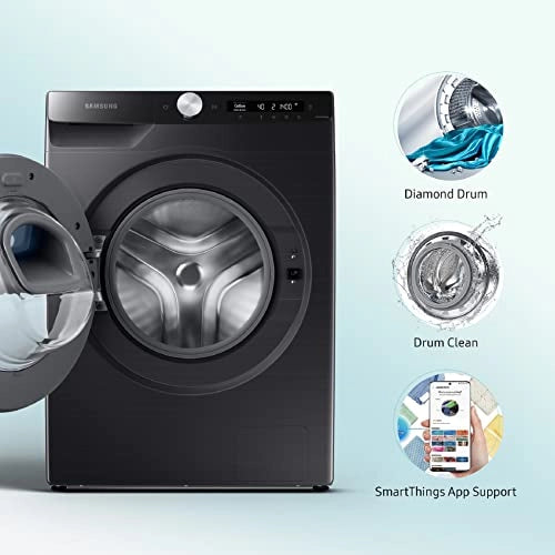 Samsung 8 Kg 5 Star Wi-Fi Inverter Fully-Automatic Front Loading Washing Machine (WW80T554DAB1TL, Black Caviar, Heater)
