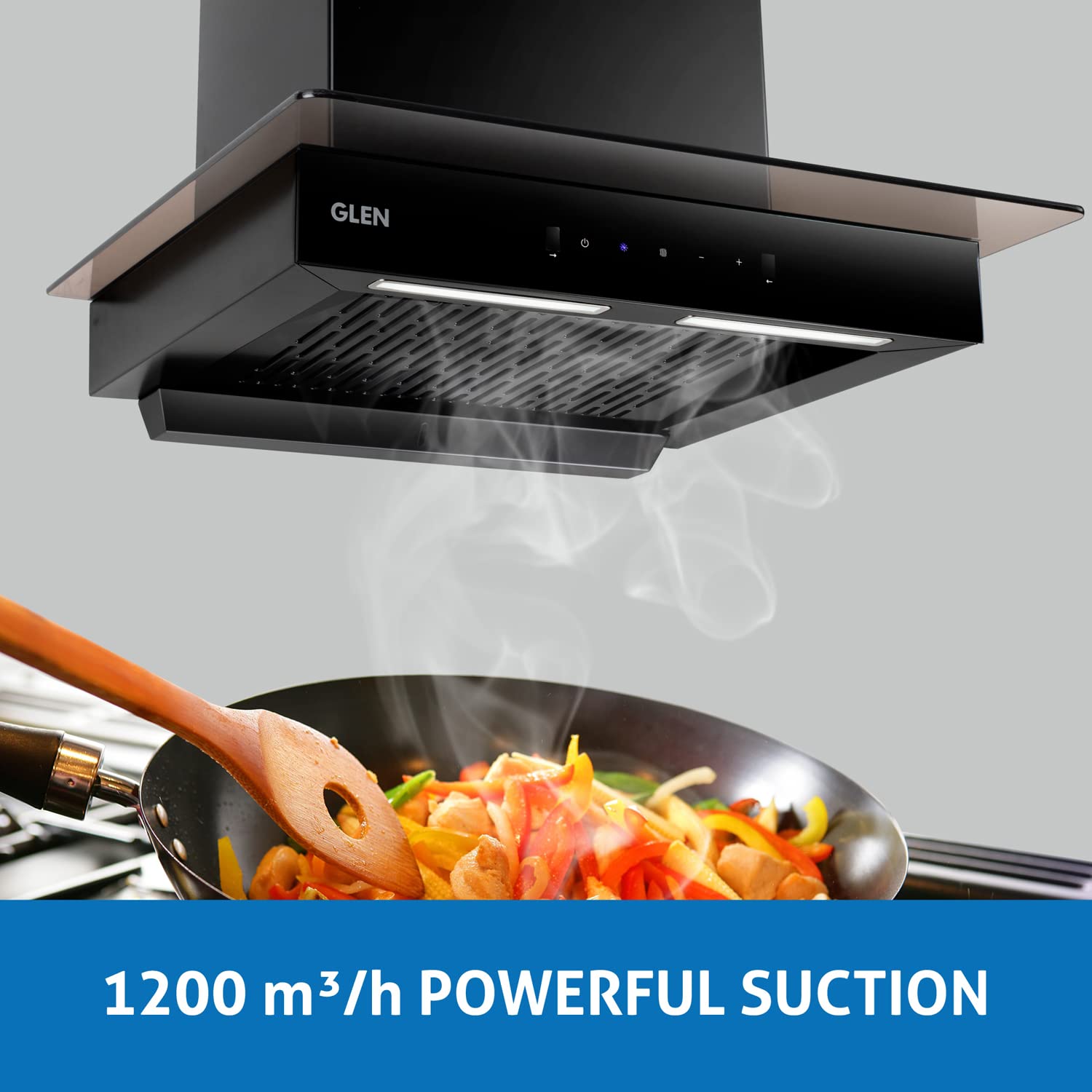 Glen Auto Clean Glass Filter less Kitchen Chimney 60cm, 1200 m3/h 6062 BL Auto Clean
