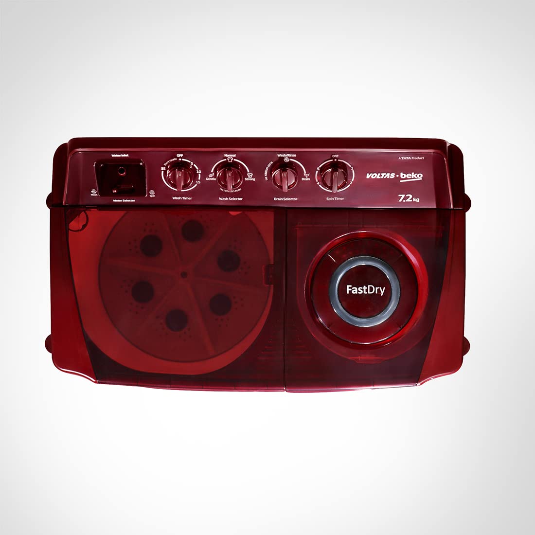 Voltas beko 7.2 kg Semi-Automatic twin tub Washing machine (WTT72) Burgundy