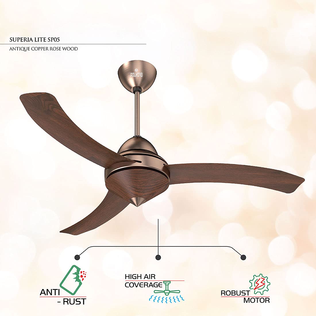 Polycab Superia SP05 Super Premium 1200 mm Designer Ceiling Fan and 2 years warranty(Brown)