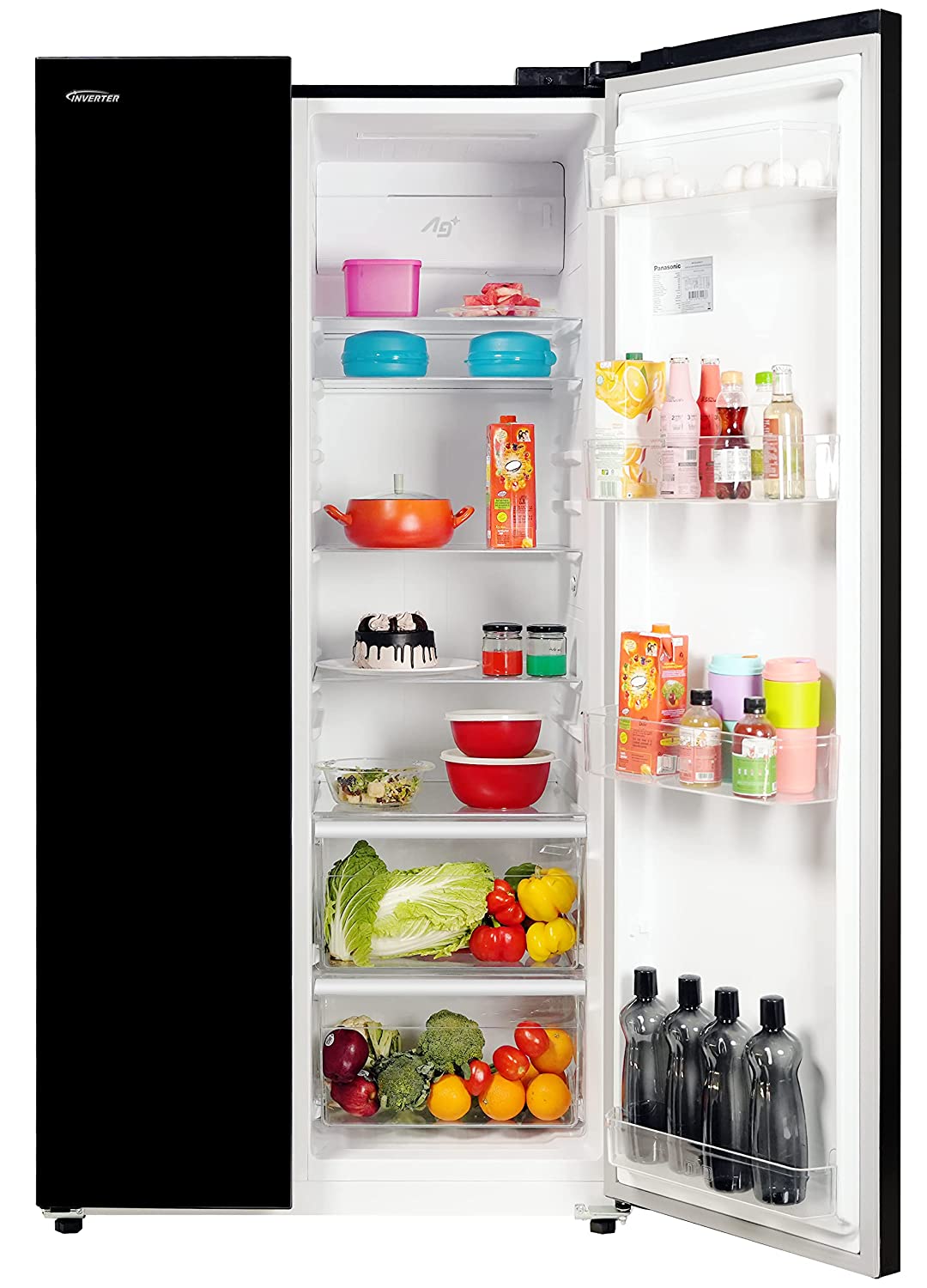Panasonic 592 L Wifi Inverter Frost-Free Side by Side Refrigerator (NR-BS62MKX1, Black, Stainless Steel Finish)