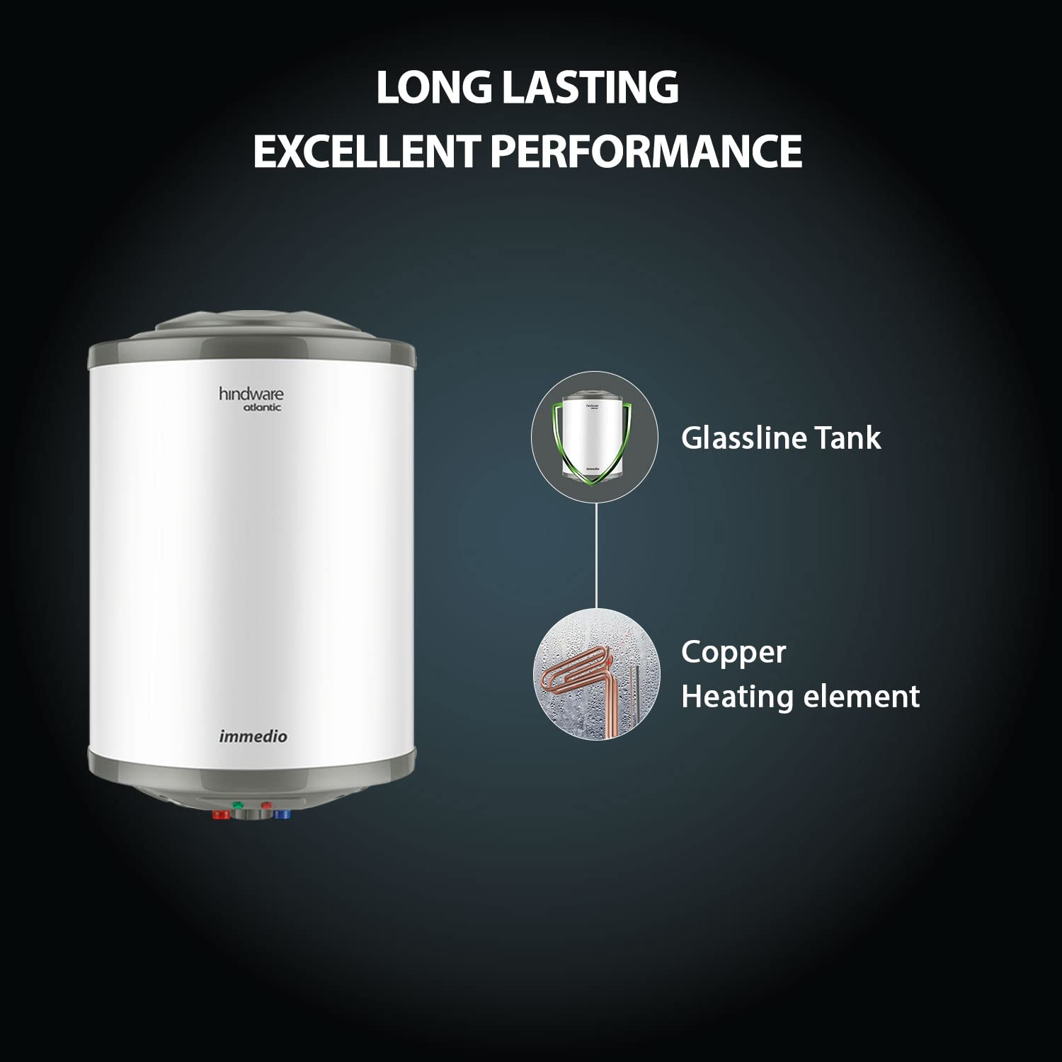 Hindware Atlantic Immedioâ  15L Water Heater, Wall Mounting, White & Grey