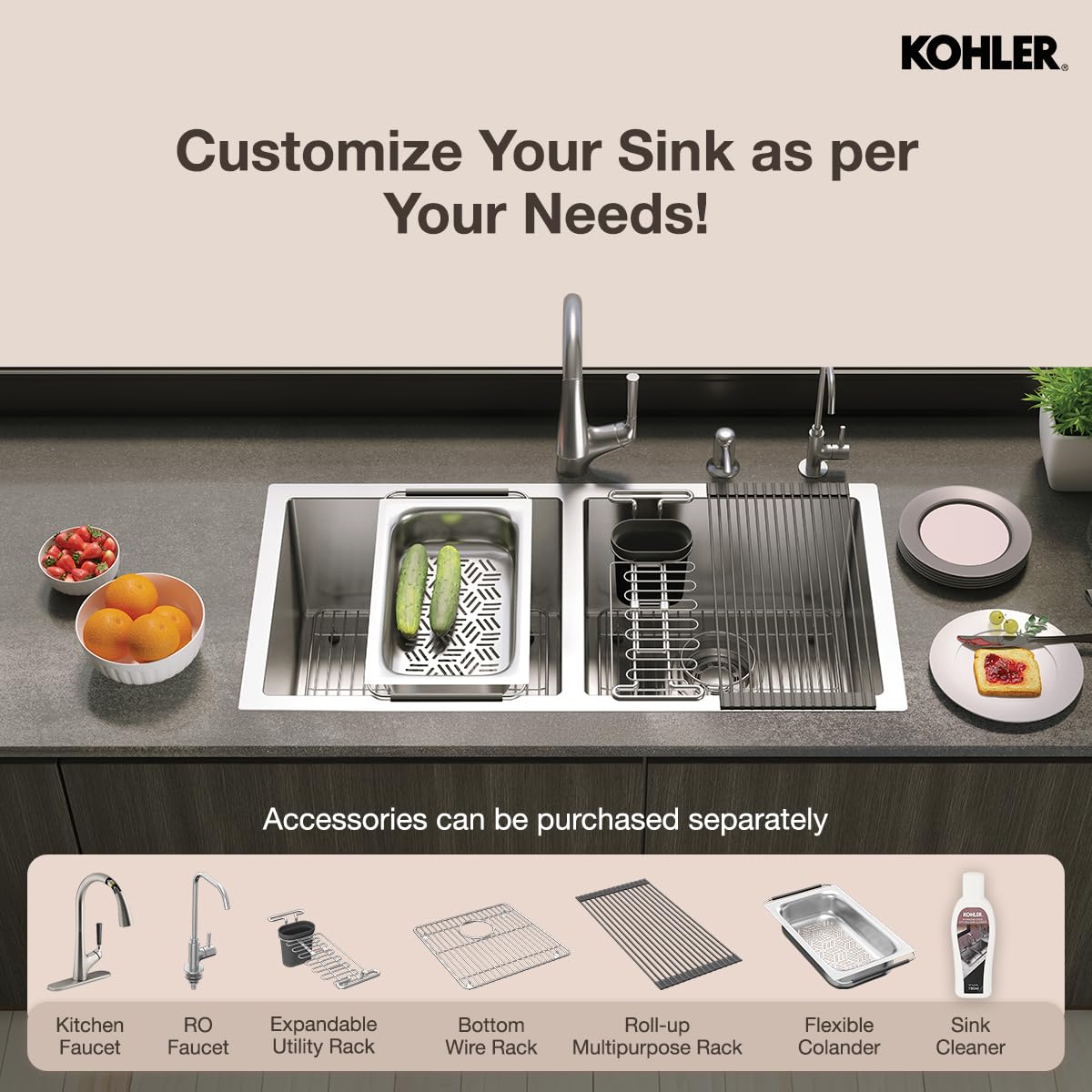 Kohler Kitchen Sink | 1.2 mm Thick Stainless Steel Single Bowl with SilentShield™ | 10" Deep, Round Corners for Easy Cleaning | 18x16x10 inches, Brushed Matte Steel
