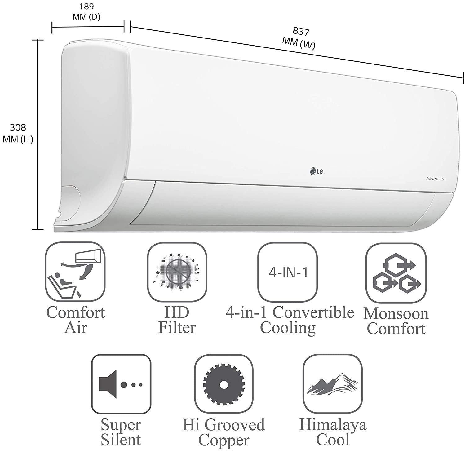 LG 1.5 Ton 3 Star Inverter Split AC (Copper, LS-Q18JNXA, White, 4-in-1 Convertible Cooling, 2020 Model)