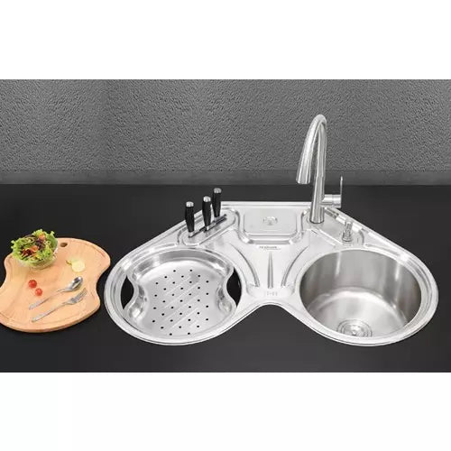Hindware Octavius 34.8X34.8x8.6-inch Matt Finish SS Single Bowl Kitchen Sink