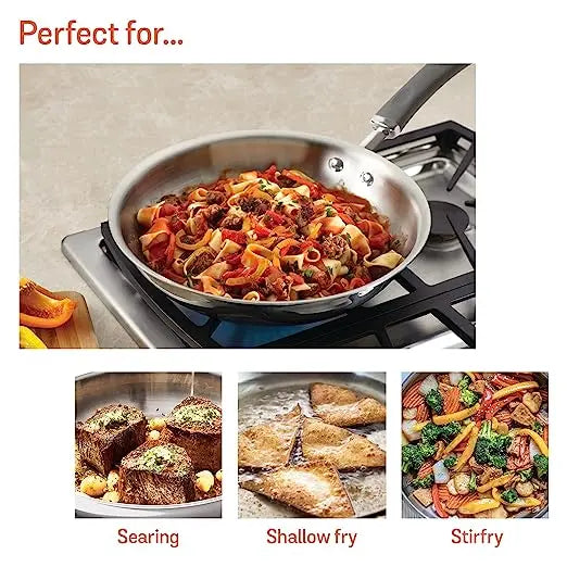 Meyer Trivantage Stainless Steel Open Frypan Gas and Induction Base 31130 24cm Grey