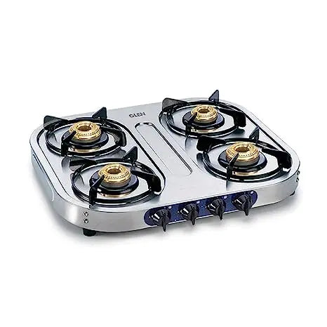 Glen 4 Burner Stainless Steel Gas Stove 1 High Flame 3 Brass Burners 2 year warranty (1044 HF)