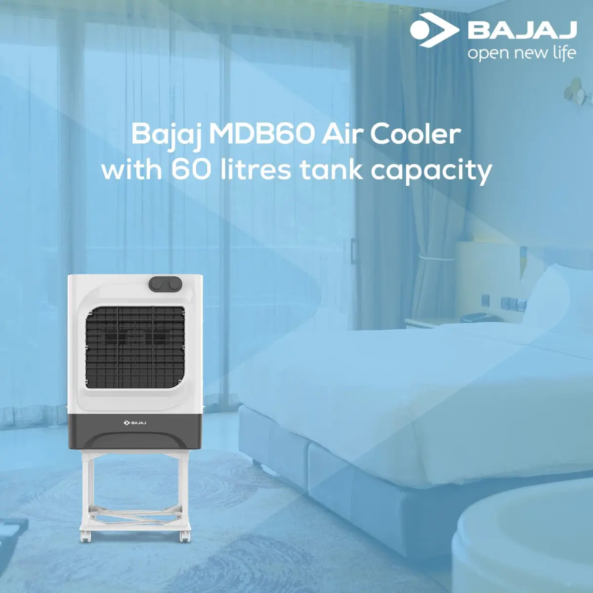 BAJAJ MDB60 Dessert AIR Cooler,60L, with Typhoon Blower Technology White