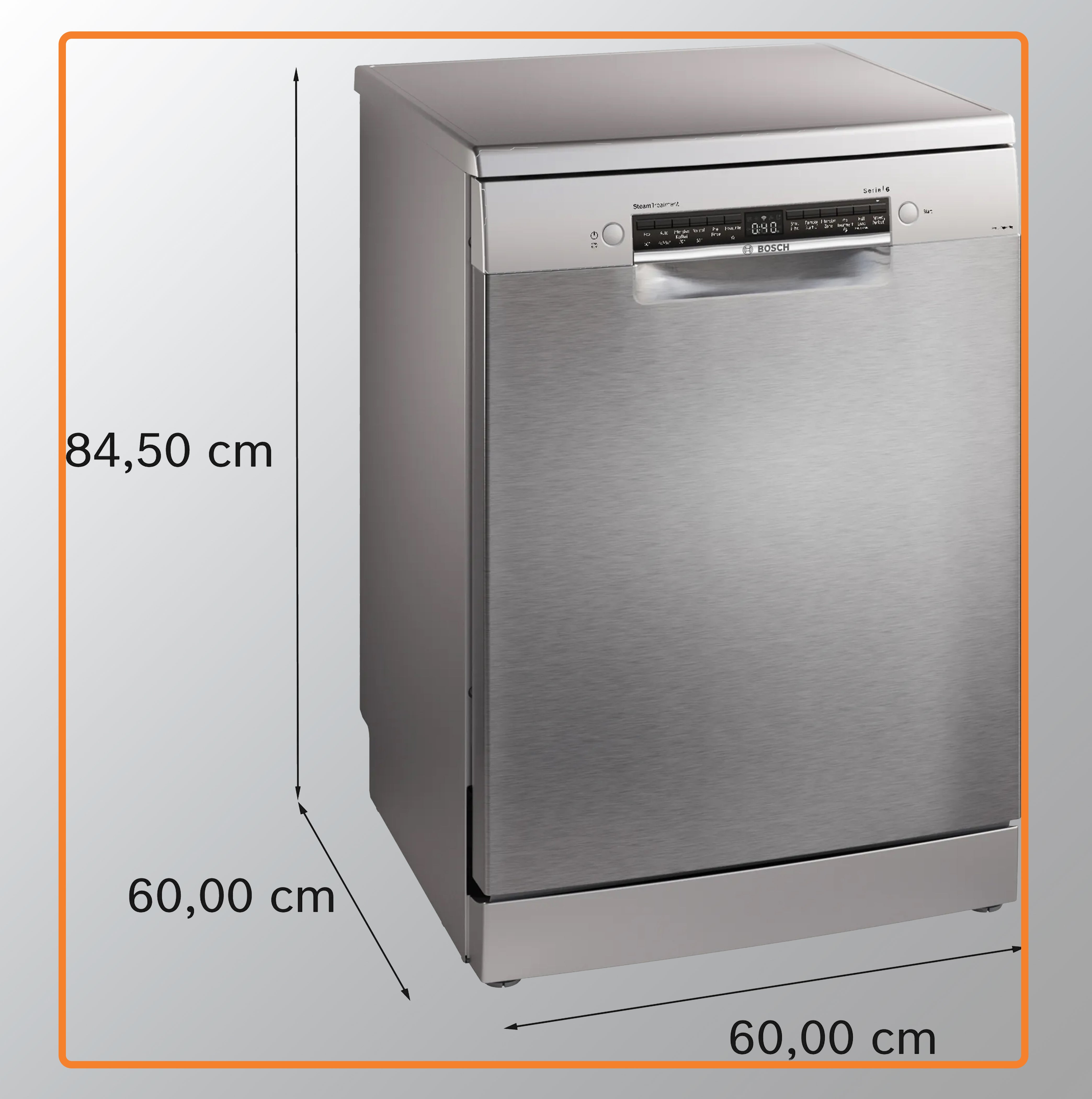 Bosch தொடர் 6 Bosch ஃப்ரீஸ்டாண்டிங் டிஷ்வாஷர் 60 செ.மீ பிரஷ் செய்யப்பட்ட எஃகு கைரேகை எதிர்ப்பு SMS6HMI00I/ SMS6HVI00I/ SMS6HVI01I