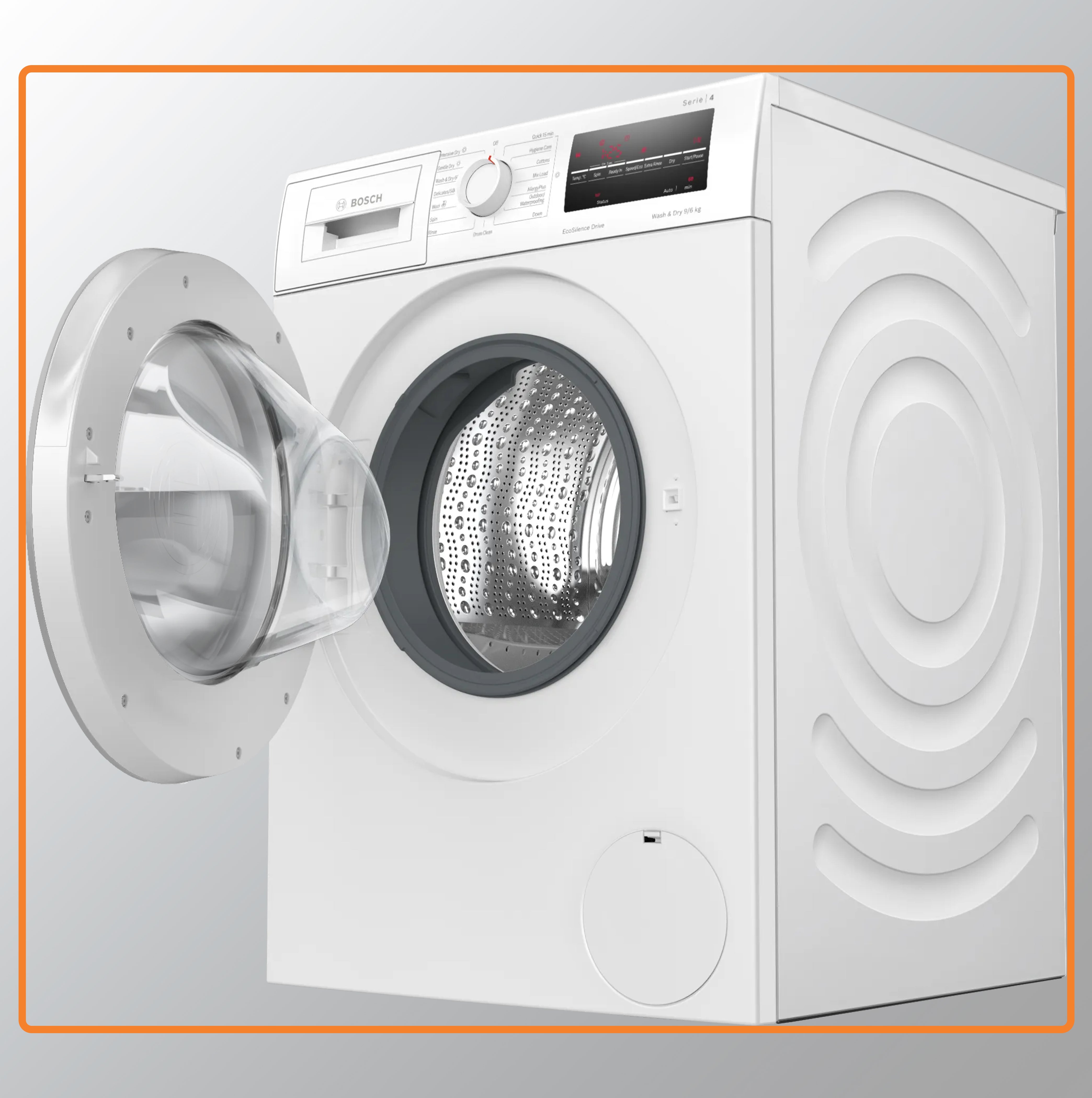 போஷ் 9 கிலோ / 6 கிலோ இன்வெர்ட்டர் ஃப்ரண்ட் லோட் வாஷர் ட்ரையர் (WNA14400IN, வெள்ளை, உள்ளமைக்கப்பட்ட ஹீட்டர் 1400 RPM)