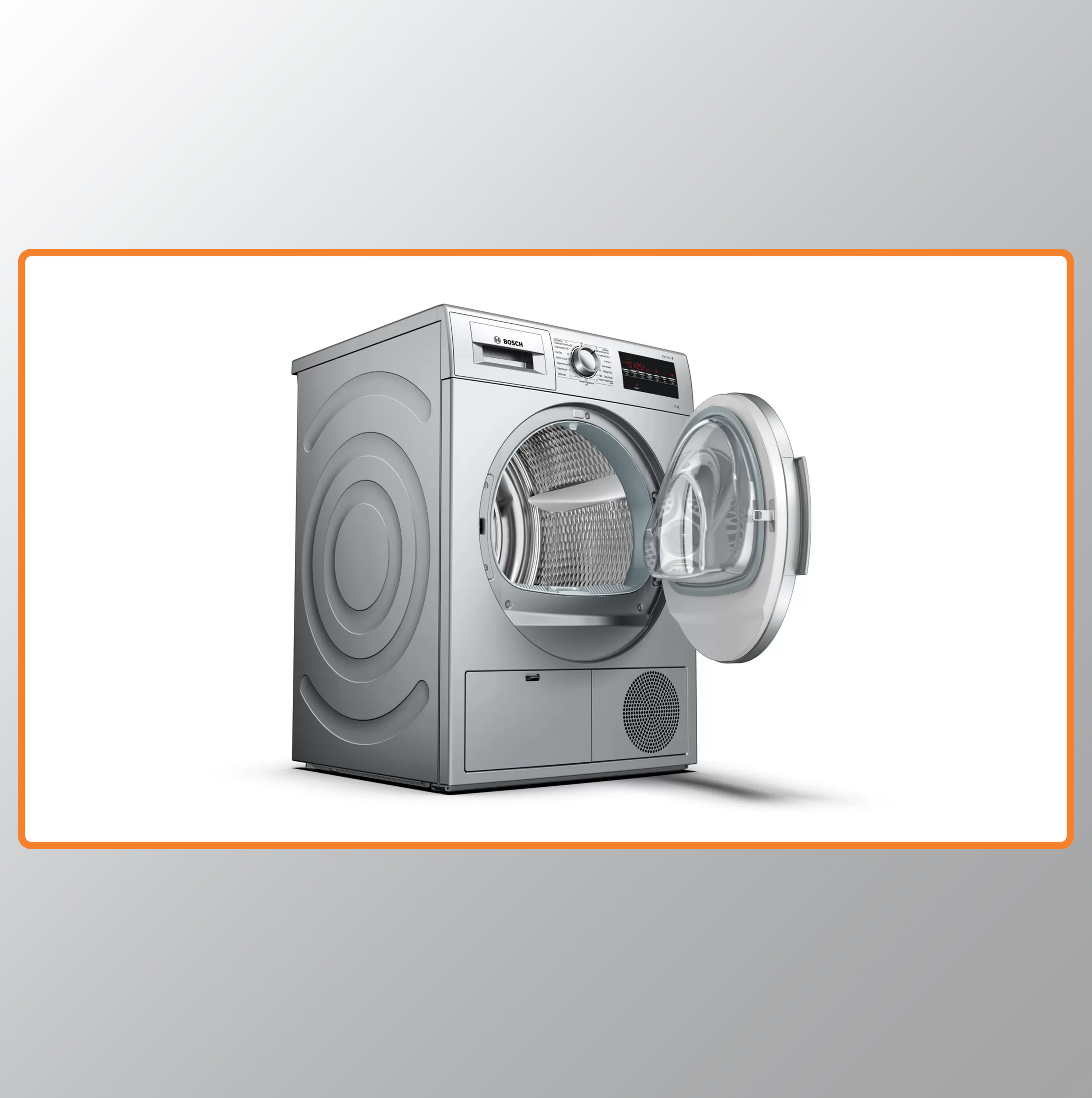 Bosch 7 kg Fully Automatic Condenser Tumble Dryer WTG86409IN, Silver, Inbuilt Heater)