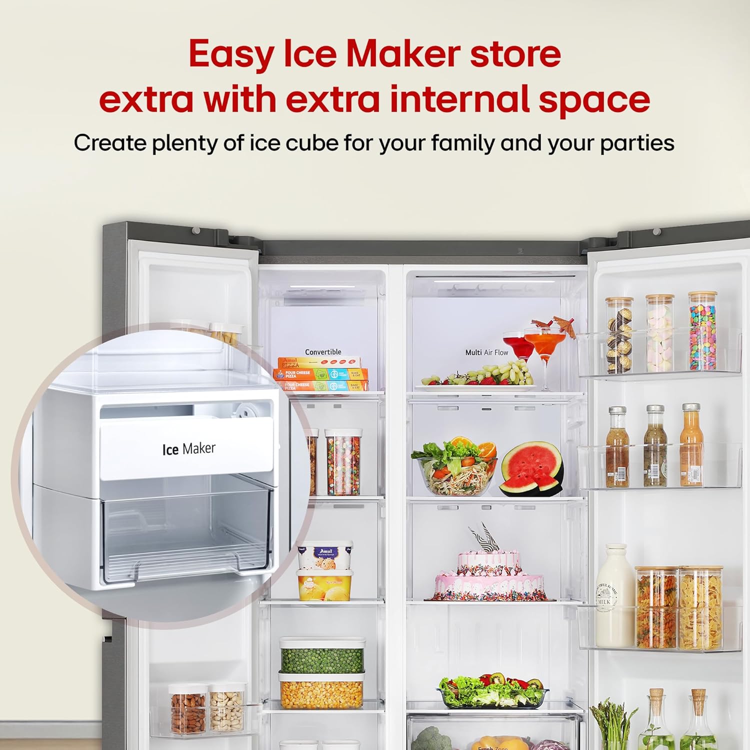 LG 650L 3-Star Smart Inverter Compressor Convertible Refrigerator (GL-B257HDS3, Dazzle Steel)