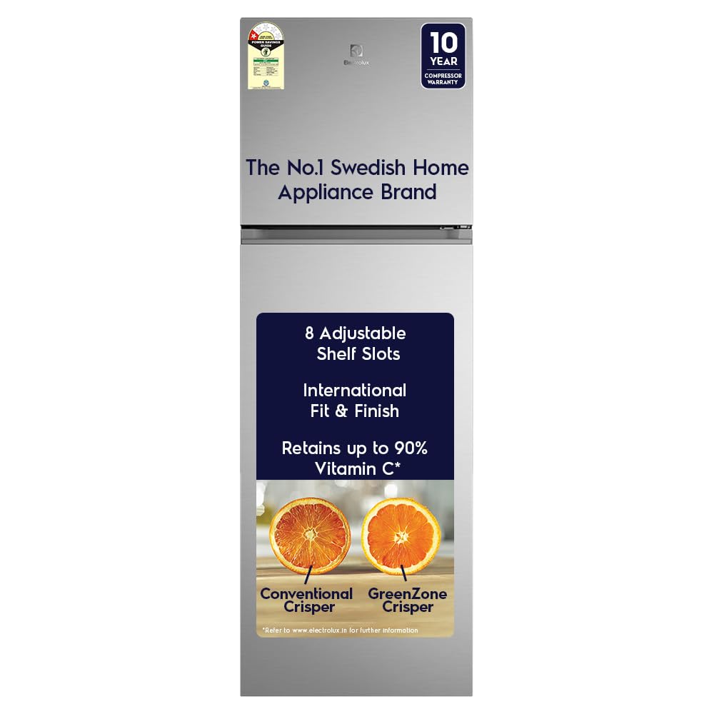 Electrolux 341L FF Double Door Fridge ETM3400L-S - Frost Free, Sleek Design