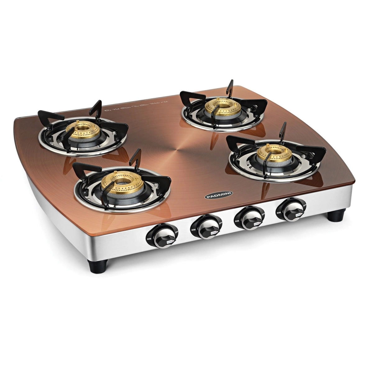 Padmini Four Burner Glass Top Gas Stove (CS-4GT Kopper Auto)