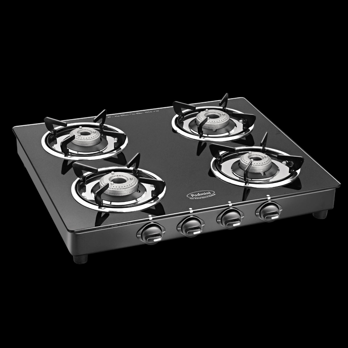 Padmini Four Burner Glass Top Gas Stove (CS-4GT Prima )-Black