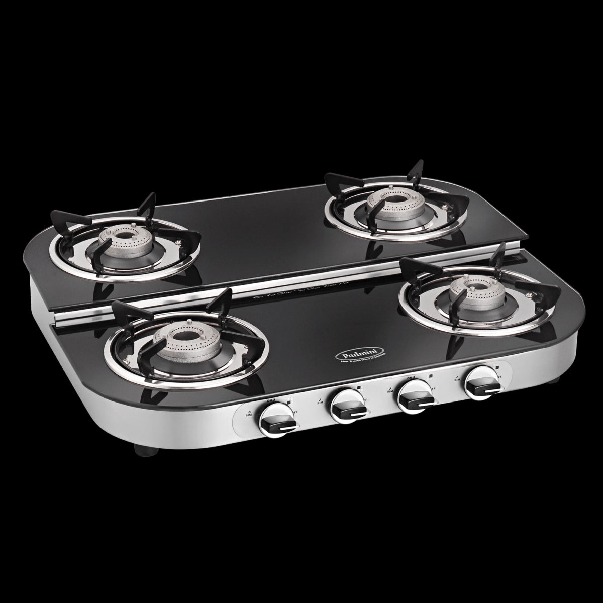 Padmini Four Burner Glass Top Gas Stove (CS-4GT RU ST)