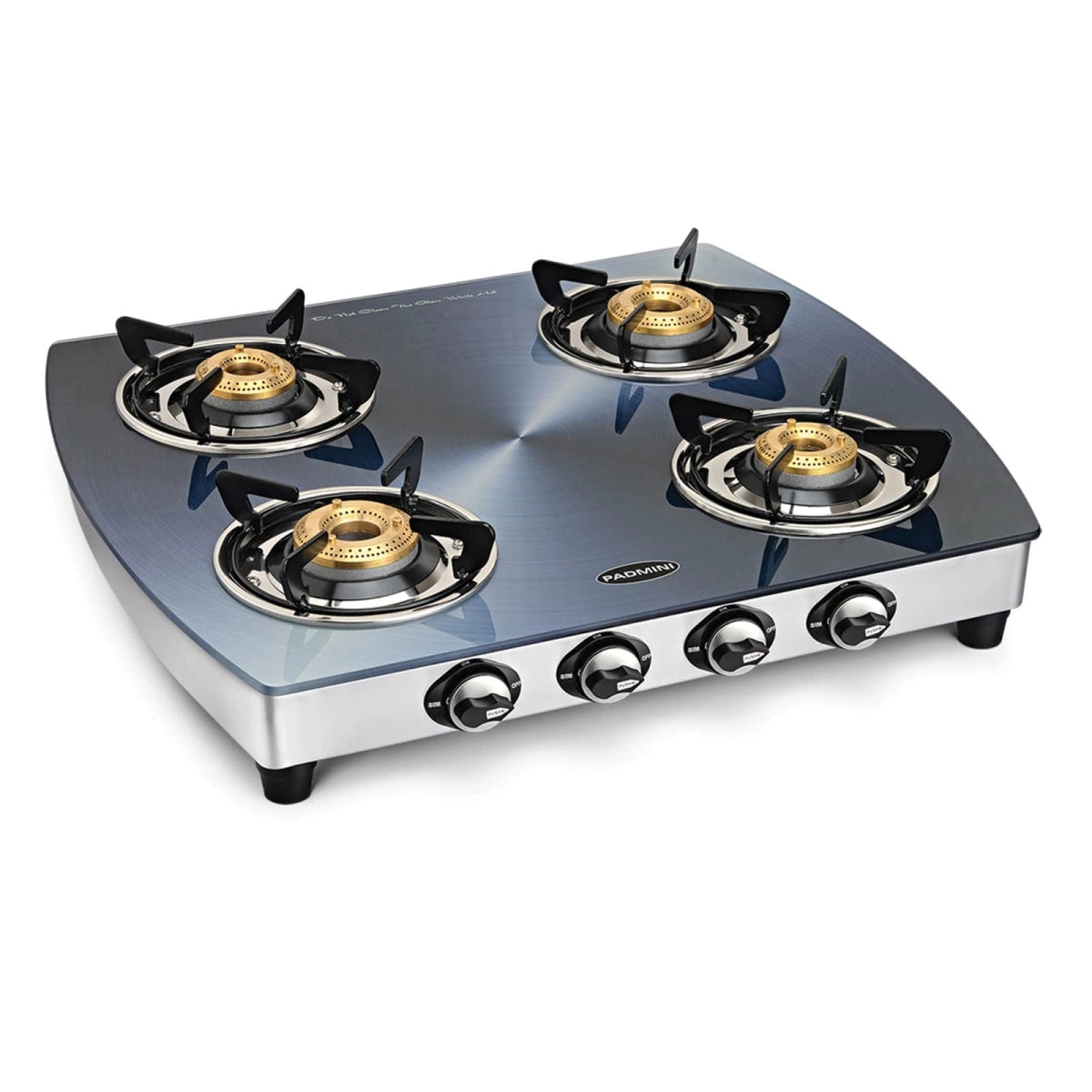 Padmini Four Burner Glass Top Gas Stove (CS-4GT Silvo Auto)