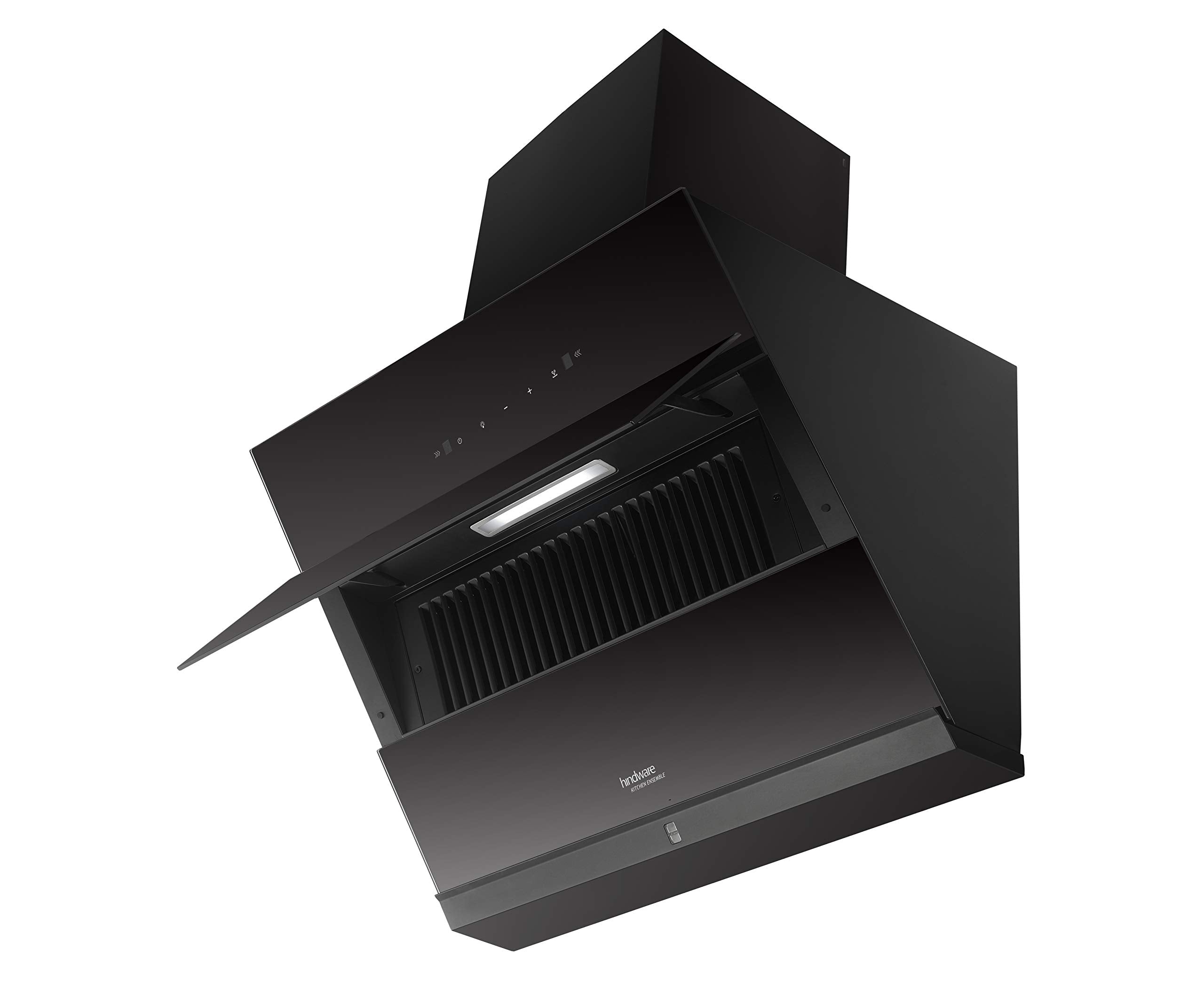 Hindware Smart Appliances Greta Autoclean Inclined glass chimney 75CM comes with fully Touch control, motion sensor chimney (1350 m³/hr Black)