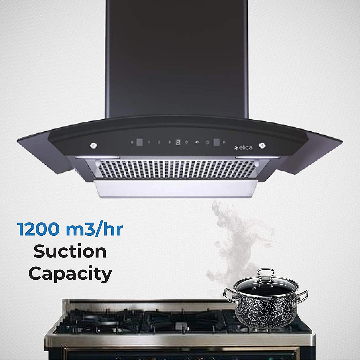 Elica 60 cm 1200 m3/hr Filterless Auto Clean Chimney (WDFL HAC TOUCH 606 MS)