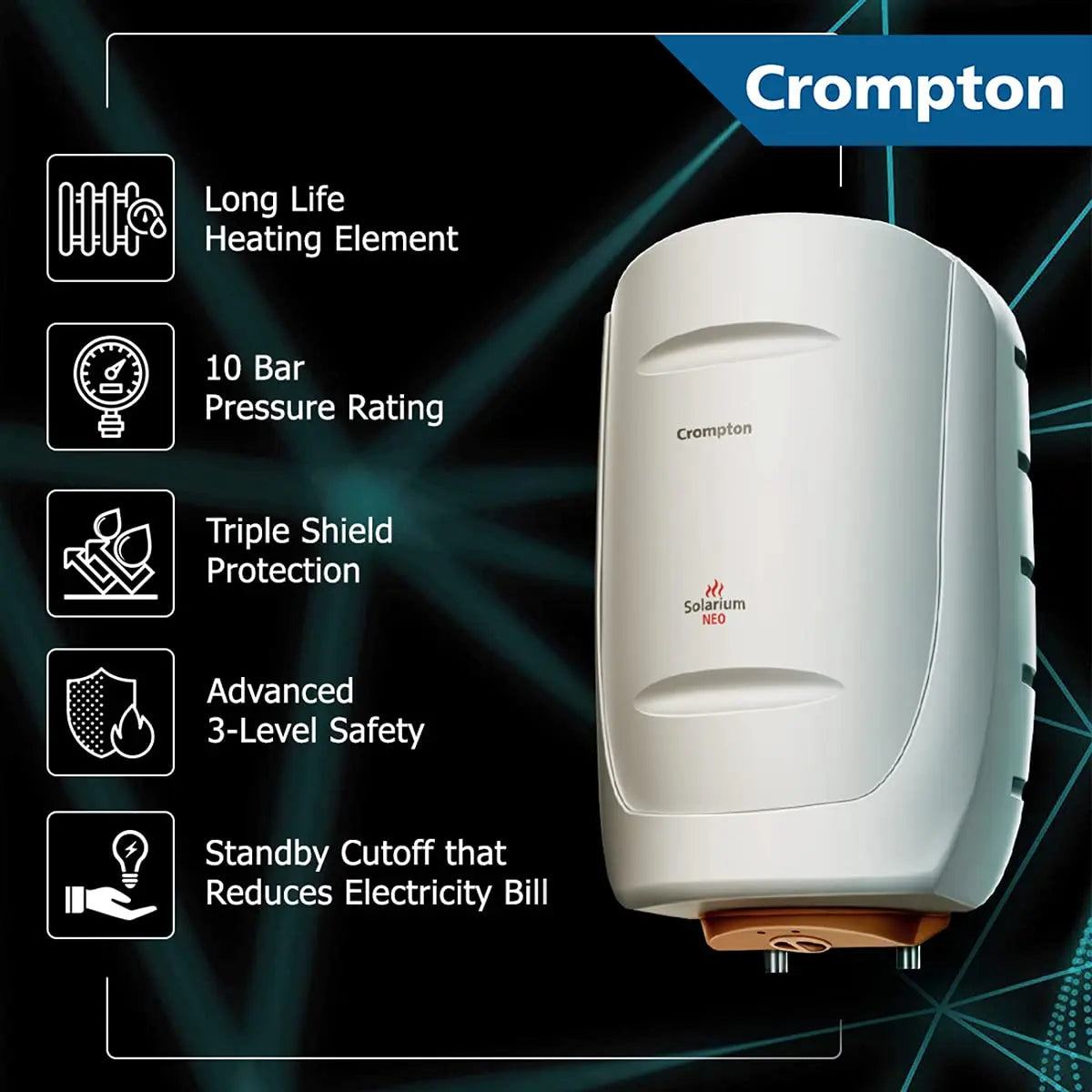 Crompton Solarium Neo 25-L 5 Star Rated Storage Water Heater (Ivory)