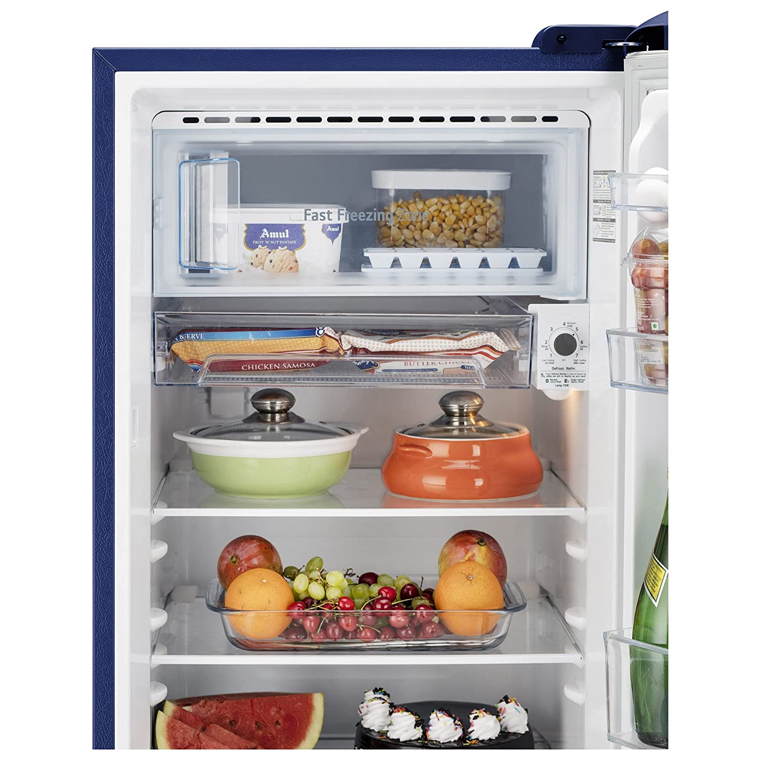 LG 204 L 5 Star Inverter Direct-Cool Single Door Refrigerator (GL-D211HBEZ, Blue Euphoria, Base stand with drawer & Fast Ice Making)
