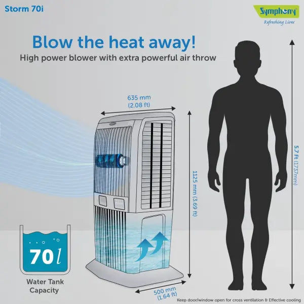 Symphony Storm 70i Desert Air Cooler (70L, Grey)