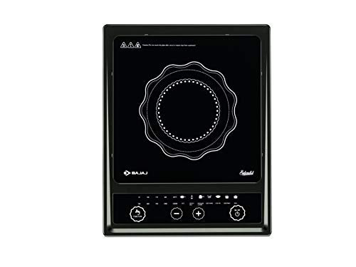 Bajaj Splendid 1200W Induction Glass Ceramic Cooktop with Pan Sensor and Voltage Pro Technology, Black