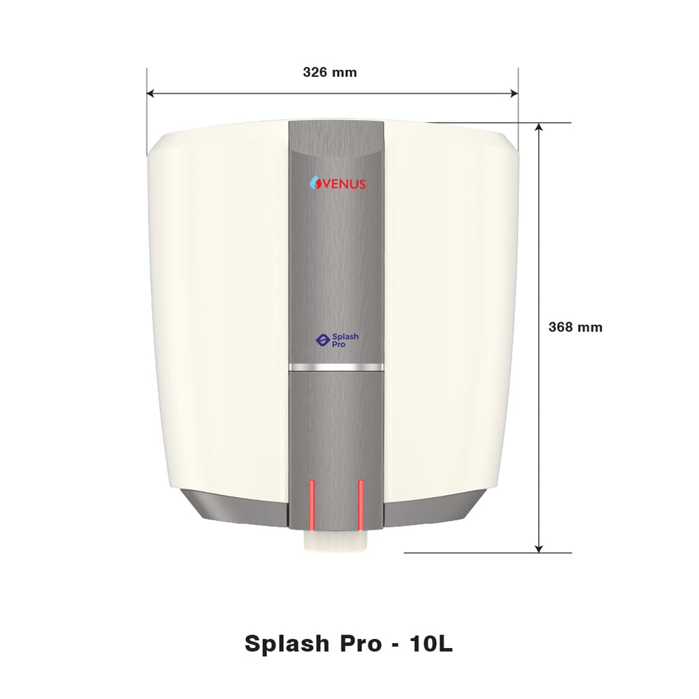Venus Splash Pro Storage Water Heater (10 Litre, Ivory/Smokey Grey)