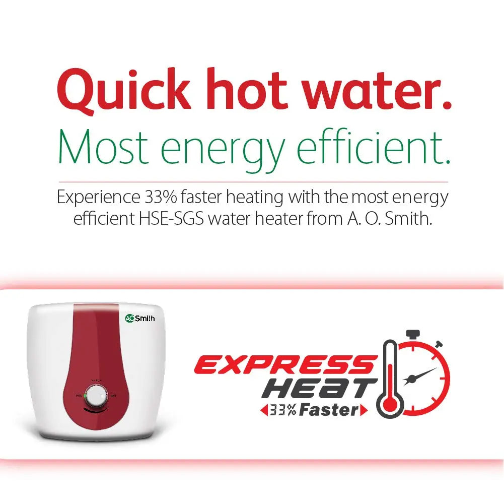 AO Smith SGS-PLUS-010 Storage 10 Litre Vertical Water Heater (Geyser) White Express Heat 5 Star