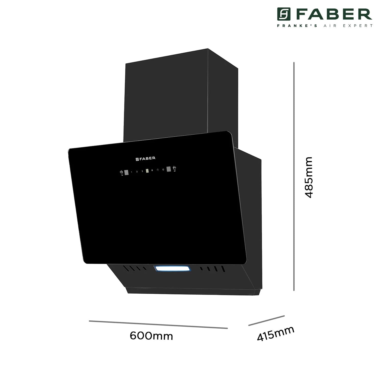 Faber 60cm 1200 m³/hr Vertical Wall Mounted Chimney|Filterless|Two Way Suction|Auto Clean|8 Yrs on Motor & 2 Yrs Comprehensive Warranty by Faber|Touch & Gesture Control|Hood Mojito IN HC SC FL BK 60