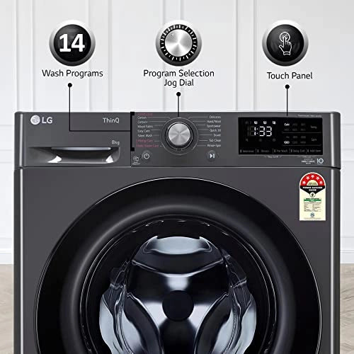 LG 8 Kg 5 Star Inverter Wi-Fi Fully-Automatic Front Loading Washing Machine with Heater (FHP1208Z5M, Middle Black)