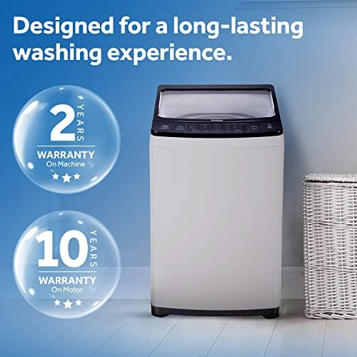 Haier HWM70-826NZP 7 Kg Fully-Automatic Top Loading Washing Machine, Dual Magic Filter ( Moonlight Grey, Quick Wash)