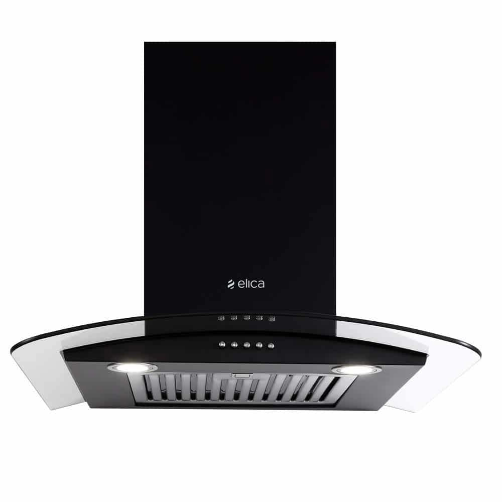 Elica 60 cm 1220 m3/hr Chimney (GLS ETB PLUS LTW 60 NERO PB LED, Baffle Filter, Black)