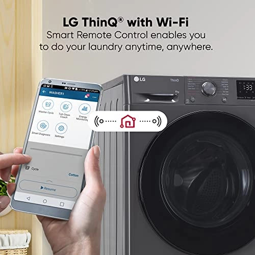LG 8 Kg 5 Star Inverter Wi-Fi Fully-Automatic Front Loading Washing Machine with Heater (FHP1208Z5M, Middle Black)